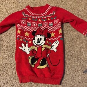 Red Sweater with Cartoon Character and Festive Patterns